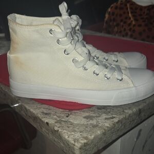 Classic White High-Top Canvas Sneakers